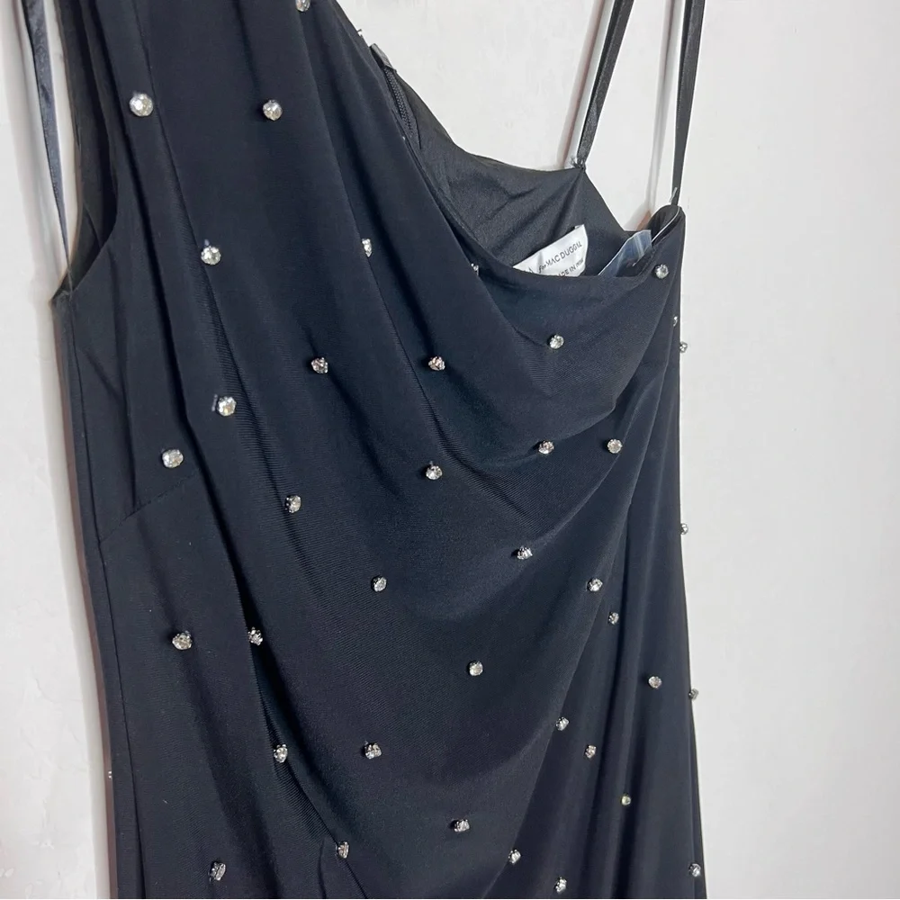 NWOT MAC DUGGAL Ieena Asymmetric Rhinestone Embellished Midi-Dress. Size 4 - Picture 6 of 11